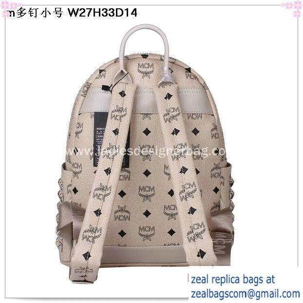 High Quality Replica MCM Small Stark Front Studs Backpack MC4237S Beige
